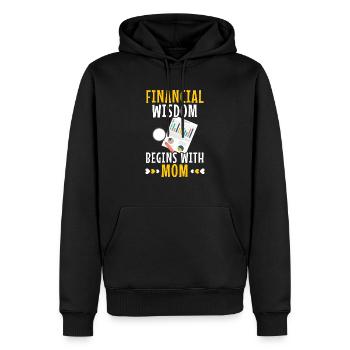 Maman d’un conseiller financier Gestion de l’argent - Sweat à capuche Premium bio Homme - noir - Devant - Nico (187cm)