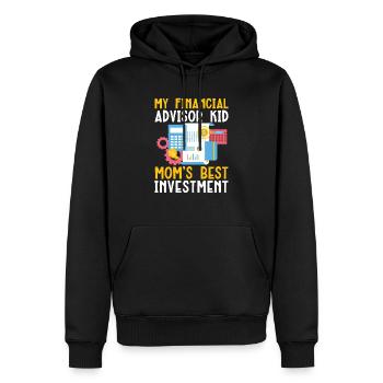 Maman d’un conseiller financier Gestion de l’argent - Sweat à capuche Premium bio Homme - noir - Devant - Nico (187cm)