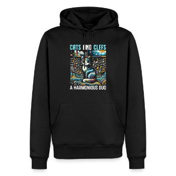 Musique Chat Instrument De Musique Kitty Pet Musicien - Sweat à capuche Premium bio Homme - noir - Devant - Nico (187cm)