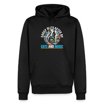 Musikkatze Musikinstrument Kitty Haustier Musiker - Männer Premium Bio Hoodie - Schwarz - Vorne - Nico (187cm)