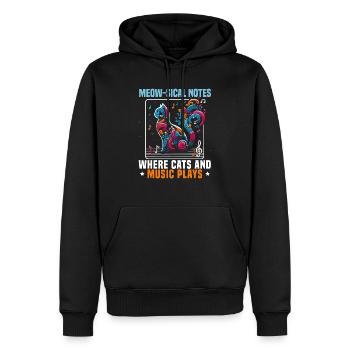 Musique Chat Instrument De Musique Kitty Pet Musicien - Sweat à capuche Premium bio Homme - noir - Devant - Nico (187cm)