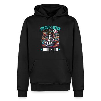 Musique Chat Instrument De Musique Kitty Pet Musicien - Sweat à capuche Premium bio Homme - noir - Devant - Nico (187cm)
