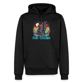 Musique Chat Instrument De Musique Kitty Pet Musicien - Sweat à capuche Premium bio Homme - noir - Devant - Nico (187cm)
