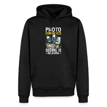 Photographe légiste Enquête sur les scènes de crime - Sweat à capuche Premium bio Homme - noir - Devant - Nico (187cm)