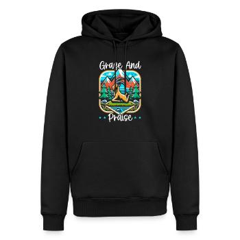 Professeur de yoga drôle de méditation de yoga de chèvre Namaste - Sweat à capuche Premium bio Homme - noir - Devant - Nico (187cm)
