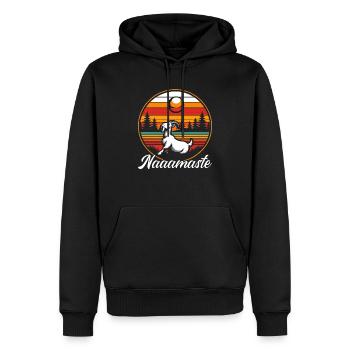 Professeur de yoga drôle de méditation de yoga de chèvre Namaste - Sweat à capuche Premium bio Homme - noir - Devant - Nico (187cm)