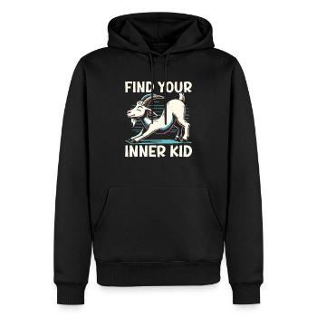 Professeur de yoga drôle de méditation de yoga de chèvre Namaste - Sweat à capuche Premium bio Homme - noir - Devant - Nico (187cm)
