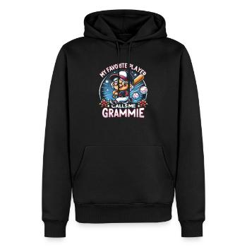 Journée des grands-parents de grand-mère de baseball - Sweat à capuche Premium bio Homme - noir - Devant - Nico (187cm)