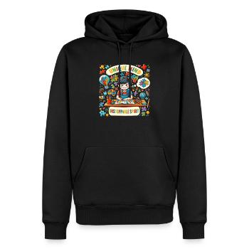 AuDHD Autisme TDAH Spectre autistique Neurodiversité - Sweat à capuche Premium bio Homme - noir - Devant - Nico (187cm)