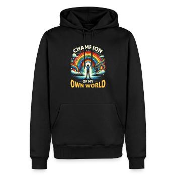 AuDHD Autisme TDAH Spectre autistique Neurodiversité - Sweat à capuche Premium bio Homme - noir - Devant - Nico (187cm)