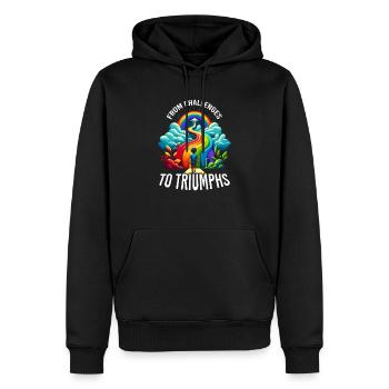 AuDHD Autisme TDAH Spectre autistique Neurodiversité - Sweat à capuche Premium bio Homme - noir - Devant - Nico (187cm)
