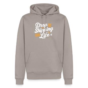 Dropshipping Business Ecommerce Entrepreneur - Sweat à capuche Premium bio Homme - taupe - Devant - Nico (187cm)