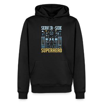 Programmeur logiciel de programmation backend - Sweat à capuche Premium bio Homme - noir - Devant - Nico (187cm)