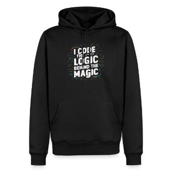 Programmeur logiciel de programmation backend - Sweat à capuche Premium bio Homme - noir - Devant - Nico (187cm)