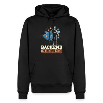 Programmeur logiciel de programmation backend - Sweat à capuche Premium bio Homme - noir - Devant - Nico (187cm)