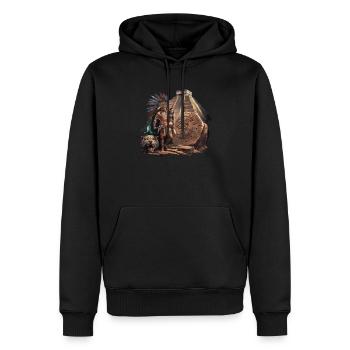 Guerrier aztèque Jaguar aztèque mexicain indigène - Sweat à capuche Premium bio Homme - noir - Devant - Nico (187cm)
