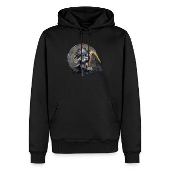 Guerrier aztèque Jaguar aztèque mexicain indigène - Sweat à capuche Premium bio Homme - noir - Devant - Nico (187cm)
