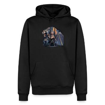 Guerrier aztèque Jaguar aztèque mexicain indigène - Sweat à capuche Premium bio Homme - noir - Devant - Nico (187cm)