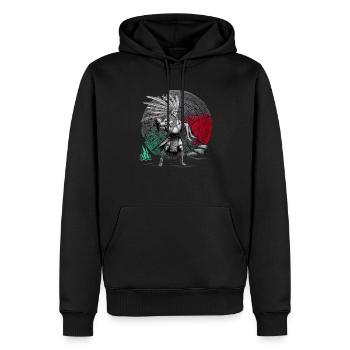 Guerrier aztèque Jaguar aztèque mexicain indigène - Sweat à capuche Premium bio Homme - noir - Devant - Nico (187cm)