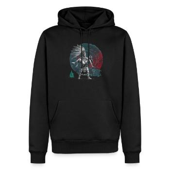 Guerrier aztèque Jaguar aztèque mexicain indigène - Sweat à capuche Premium bio Homme - noir - Devant - Nico (187cm)
