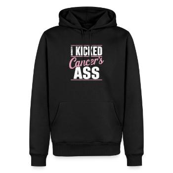 Ruban de sensibilisation au cancer du sein pour les survivantes du cancer - Sweat à capuche Premium bio Homme - noir - Devant - Nico (187cm)