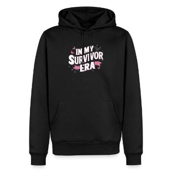 Brustkrebs-Bewusstseinsband für Krebsüberlebende - Männer Premium Bio Hoodie - Schwarz - Vorne - Nico (187cm)