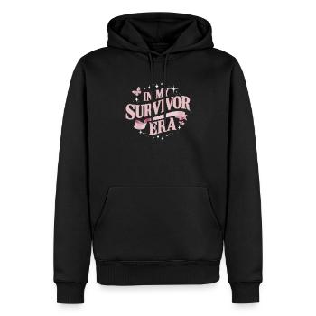Ruban de sensibilisation au cancer du sein pour les survivantes du cancer - Sweat à capuche Premium bio Homme - noir - Devant - Nico (187cm)