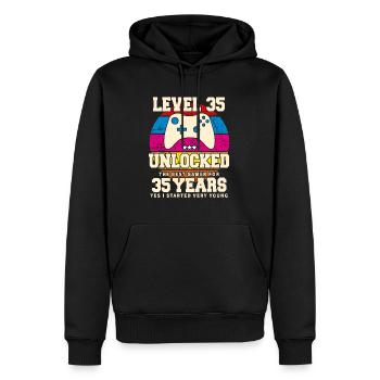 Original 1989 35 ans Niveau 35 Débloquer - Sweat à capuche Premium bio Homme - noir - Devant - Nico (187cm)