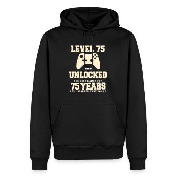 Level 75 Vintage Anniversaire Vintage Rétro - Sweat à capuche Premium bio Homme - noir - Devant - Nico (187cm)