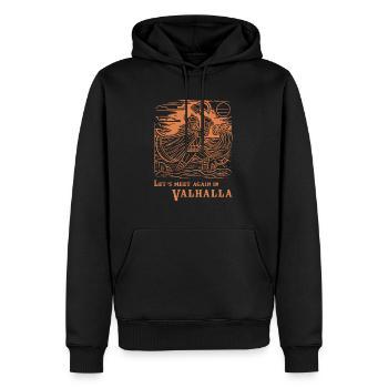 Wikinger Holzschnitt 07 2024 03 - Männer Premium Bio Hoodie - Schwarz - Vorne - Nico (187cm)