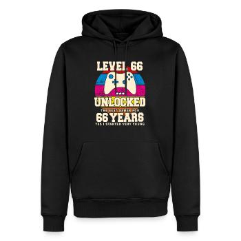 Original 1958 66 Years Old Level 66 Unlock - Men’s Premium Organic Hoodie - black - Front - Nico (187cm)