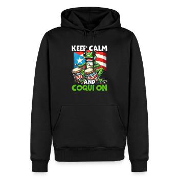 Coqui Frog Puerto Rico Pride Boricua Puerto Rican - Men’s Premium Organic Hoodie - black - Front - Nico (187cm)