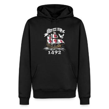 Columbus Day Christophe Colomb Italo-Américain - Sweat à capuche Premium bio Homme - noir - Devant - Nico (187cm)