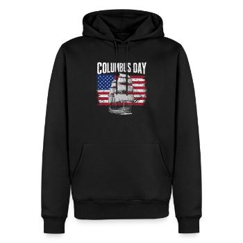 Columbus Day Christophe Colomb Italo-Américain - Sweat à capuche Premium bio Homme - noir - Devant - Nico (187cm)