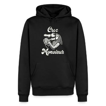 Croque Monsieur Crocodile Croc Monsieur Français - Sweat à capuche Premium bio Homme - noir - Devant - Nico (187cm)