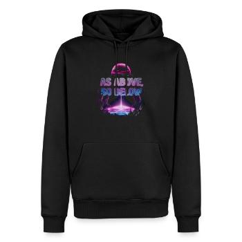Énergie Cosmique Énergie Vitale Force Universelle - Sweat à capuche Premium bio Homme - noir - Devant - Nico (187cm)