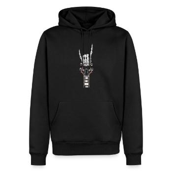 Squelette Guitariste Joueur Bones Guitariste Musicien - Sweat à capuche Premium bio Homme - noir - Devant - Nico (187cm)