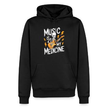 Squelette Guitariste Joueur Bones Guitariste Musicien - Sweat à capuche Premium bio Homme - noir - Devant - Nico (187cm)