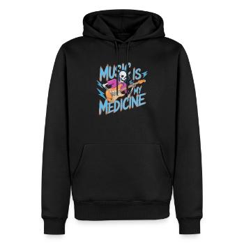 Squelette Guitariste Joueur Bones Guitariste Musicien - Sweat à capuche Premium bio Homme - noir - Devant - Nico (187cm)