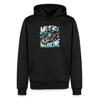 Squelette Guitariste Joueur Bones Guitariste Musicien - Sweat à capuche Premium bio Homme - noir - Devant - Nico (187cm)