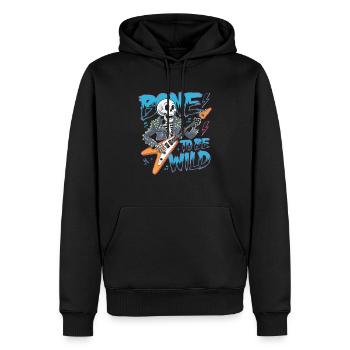 Squelette Guitariste Joueur Bones Guitariste Musicien - Sweat à capuche Premium bio Homme - noir - Devant - Nico (187cm)