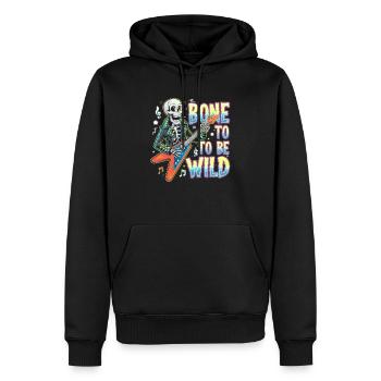 Squelette Guitariste Joueur Bones Guitariste Musicien - Sweat à capuche Premium bio Homme - noir - Devant - Nico (187cm)