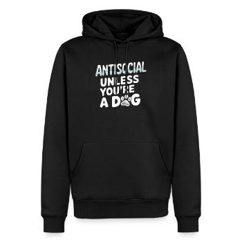Anti Humain Pro Chien Amoureux Propriétaire Chiot Chiot Doggy - Sweat à capuche Premium bio Homme - noir - Devant - Nico (187cm)