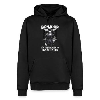 Formation des enseignants de langue française France Enseignement - Sweat à capuche Premium bio Homme - noir - Devant - Nico (187cm)