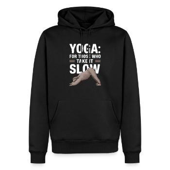 Lazy Sloth Yoga Zen Meditation Yoga Lehrer - Männer Premium Bio Hoodie - Schwarz - Vorne - Nico (187cm)