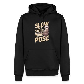 Lazy Sloth Yoga Zen Meditation Yoga Instructor - Men’s Premium Organic Hoodie - black - Front - Nico (187cm)