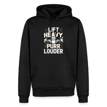 Instructeur de salle de musculation pour chats - Sweat à capuche Premium bio Homme - noir - Devant - Nico (187cm)