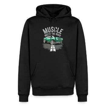 Muscle Car Carguy Voiture de collection Automobile - Sweat à capuche Premium bio Homme - noir - Devant - Nico (187cm)