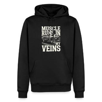 Muscle Car Carguy Voiture de collection Automobile - Sweat à capuche Premium bio Homme - noir - Devant - Nico (187cm)