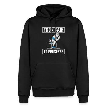 Bulgarische Kniebeuge Übung Fitness Workout Fitnessstudio - Männer Premium Bio Hoodie - Schwarz - Vorne - Nico (187cm)